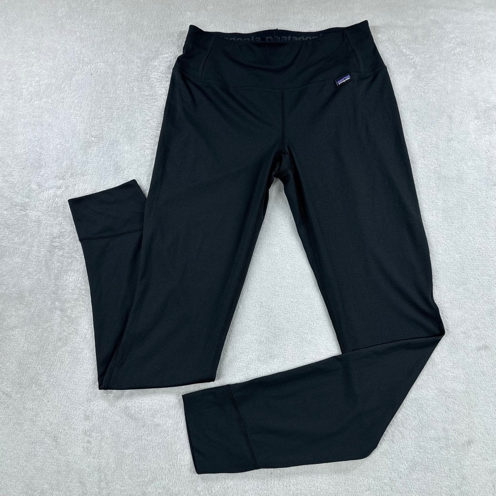 Patagonia Capilene Lightweight Baselayer Women XS Black Leggings Slim Hiking